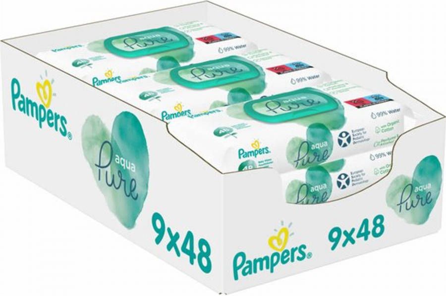 Pampers Billendoekjes AquaPure Navulpak 9x48 = 432 doekjes online kopen