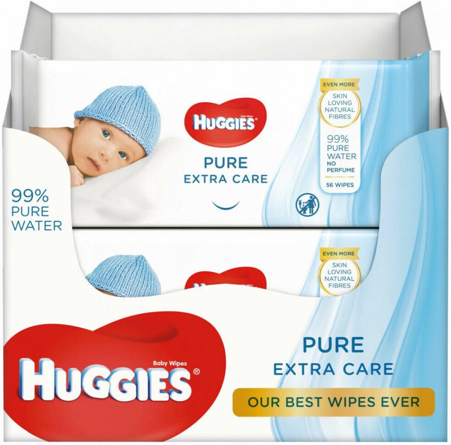 Huggies 8x Billendoekjes Pure Extra Care 99% Water 56 doekjes online kopen