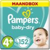 Pampers Baby Dry maandbox maat 4+ 152 luiers en Aqua Pure 864 billendoekjes Pakket online kopen