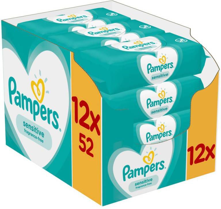 Pampers vochtige doekjes Sensitive 624 doekjes(12 x 52 stuks ) online kopen