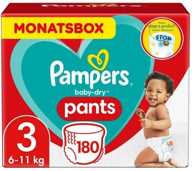 Pampers Baby-Dry Pants maandbox maat 3 (6-11 kg) 180 Luierbroekjes online kopen