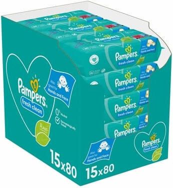Pampers Vochtige doekjes Fresh Clean voordeelpak 15 x 80 stuks(1200 doekjes ) online kopen