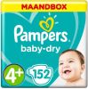 Pampers Baby Dry maandbox maat 4+ 152 luiers en Aqua Pure 864 billendoekjes Pakket online kopen