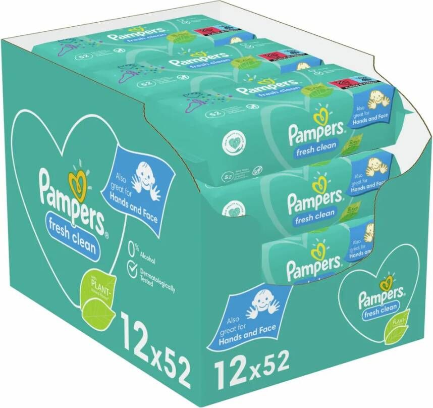 Pampers vochtige doekjes Fresh Clean 624 doekjes(12 x 52 stuks ) online kopen