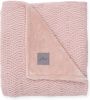 Jollein baby ledikantdeken100x150 cm River knit pale pink/coral fleece online kopen